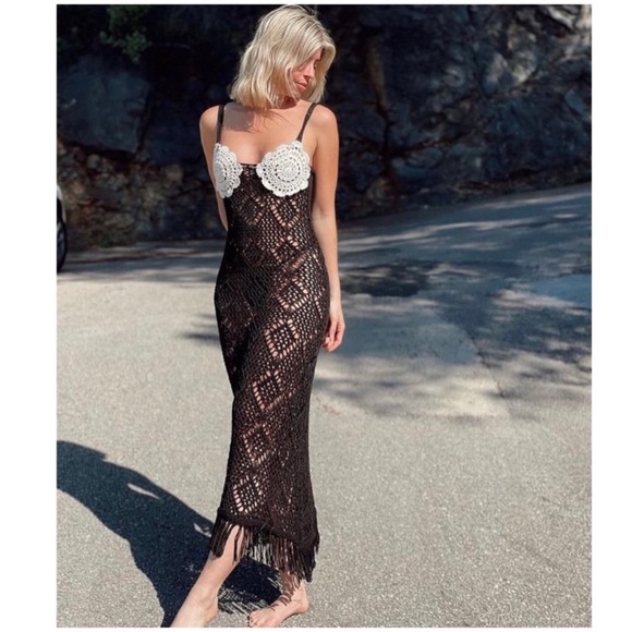 Zara Dresses & Skirts - ZARA WOMAN NWT BLACK KNIT FLAPPER MIDI DRESS SIZE SMALL